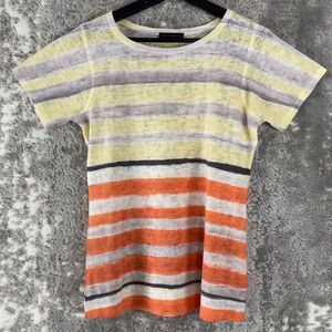 Nally & Millie Sz S Striped Knit Short Sleeve Top Colorful Made in USA Pullover